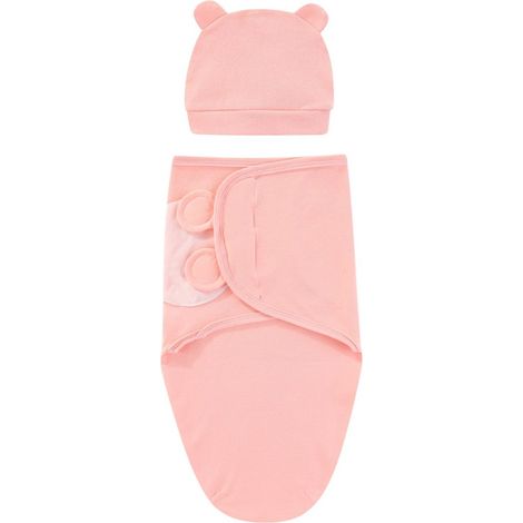 Gigoteuse, article de puériculture (gigoteuse pour bébés de 0 à 3 mois, douce et confortable, en coton respirant, favorisant le sommeil), rose (1/4)