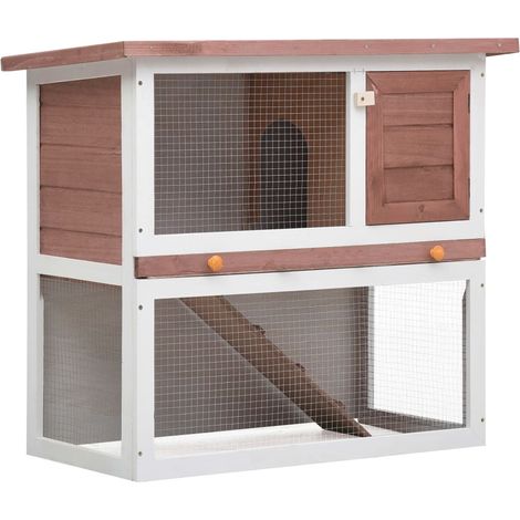 Vidaxl – Clapier d'extérieur 1 porte en bois de sapin massif – Treillis métallique durable – Toit étanche vert – Dimensions 90x45x80 cm (1/6)