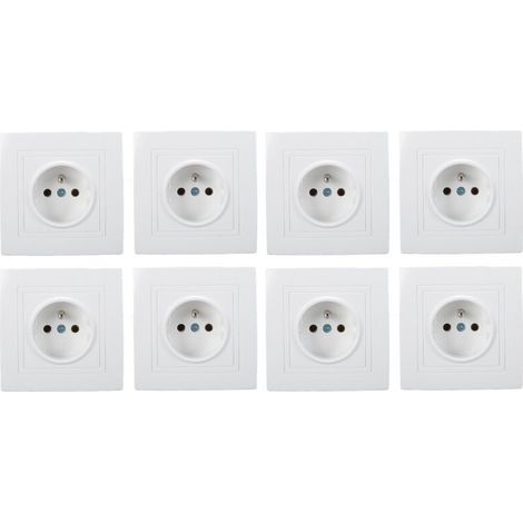 Lot de 8 prises murales standard françaises 16A 220V – Installation intégrée – Plastique PC – Pour bureaux et hôtels (1/5)