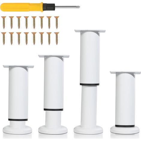 SWANEW 4X Gambe per mobili 18-30cm estensibili (bianco) Piedini per zoccolo Gamba di sostegno Gamba per mobile Piedini per zoccolo per hotel regolabili Piedi (1/5)