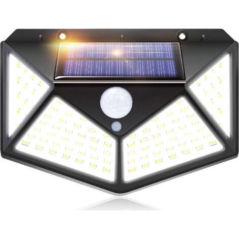 Lampe solaire extérieure IOTSES 100LED 2200mAh 3 modes avec capteur de mouvement 270º des quatre côtés Projecteur étanche IP65 pour jardin. garage. rue. patio. terrasse. etc. (1 unité) (1/5)