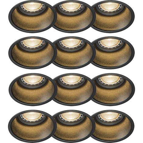 Set of 12 Modern Recessed Spotlights Black - Dept (1/4)