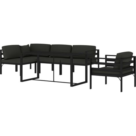 vidaXL Set Divani da Giardino 6 pz con Cuscini in Alluminio Antracite (1/5)