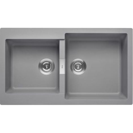Fregadero reversible de 2 cubetas de QUARZEX® - ROCA Color: Gris - Medidas: 860x500x200 mm (1/2)