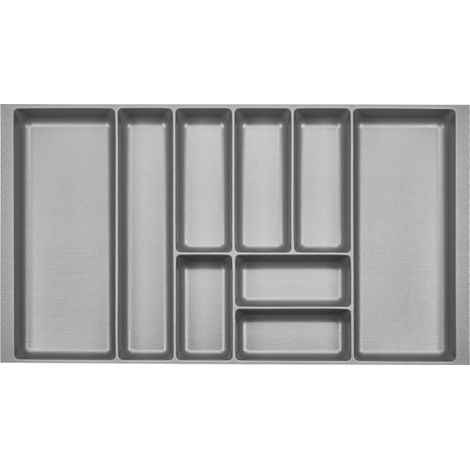 ORGA-BOX 2 Besteckeinsatz Tiefe 462 mm für Nobilia Küchen Canvas-Struktur silbergrau Schubladeneinsatz Breite 809 mm für Schubladen 900 mm