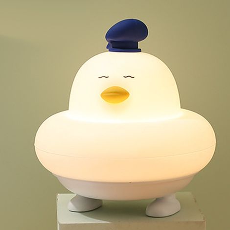 Lampe de chevet rechargeable LED mignonne en silicone pour nourrir bébé, veilleuse petit canard. (1/5)