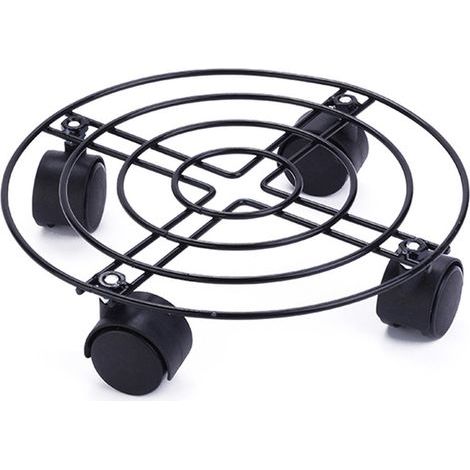 Sturdy iron potted plant stand with wheels, round flower pot stand for indoor and outdoor use (1/5)
