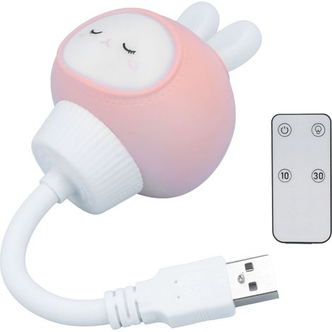 Lampe de nuit lapin mignon USB avec télécommande, veilleuse enfant pour décoration chambre, cadeau d'anniversaire (1/5)