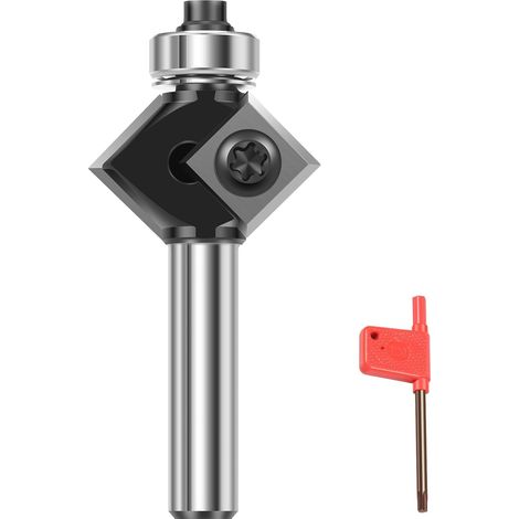 Fraise à chanfreiner à plaques réversibles - Tige de 8 mm - 45 ° - Avec lame en carbure interchangeable à 4 côtés - Diamètre : 27 mm - Pour le traitement des bords (1/5)