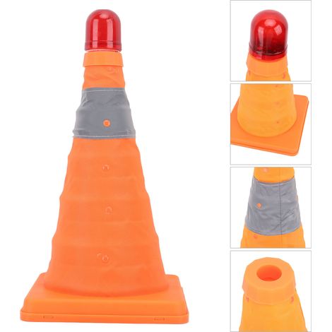Cône de sécurité routière 30x19x19cm, pliable, Portable, réfléchissant, stationnement avec voyant d'avertissement LED (1/5)