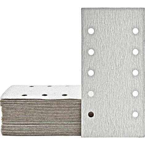 MioTools Shark Carte abrasive a gancio e anello, 230 x 115 mm, 10 fori, p. Levigatrici orbitali, Corindone normale (50 Pz.) G400