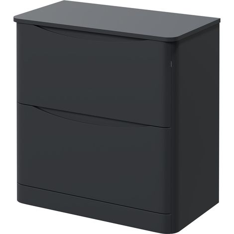 Vela Satin Anthracite 800mm Floor Standing 2 Drawer Vanity Unit for Countertop Basins