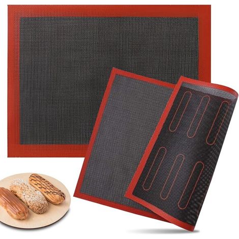 2 Pièces Tapis de Cuisson en Silicone Réutilisables 40 x 30 cm Double Face Microperforés Antiadhésifs pour Pâtisserie, Pizza, Biscuits et Pain