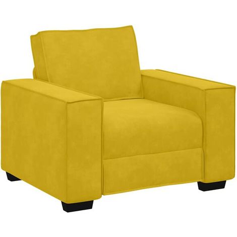Fauteuil en Velours Jaune, 100x78x84 cm (1/5)