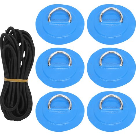 Stück PVC-D-Ringe mit elastischen Kordeln, Set aus Edelstahl-D-Ring-Patches und blauen Gummibändern (1/5)