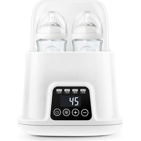 Chauffe-biberon multifonction portable pour bébé, décongélation du lait chaud, stérilisateur double biberon (blanc)