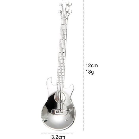 lot De 1 Guitare Cuillres Caf,cuillres Desserts En Acier Inoxydable 304,mini Cuillre D'agitation Pour Th,lait,dessert,boisson,crme Glace,milk Sh (1/5)