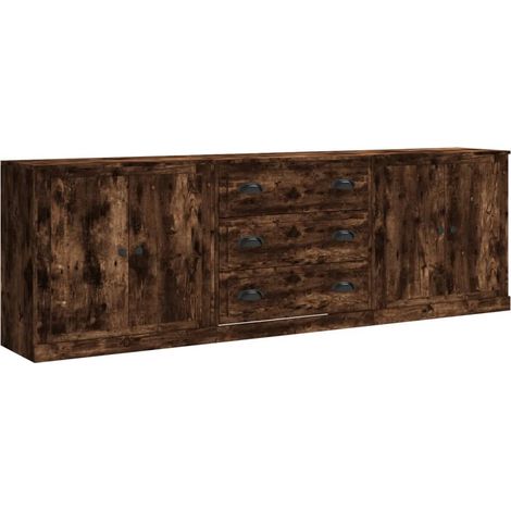 Maison Exclusive - Credenze 3 pz Rovere Fumo in Legno Multistrato