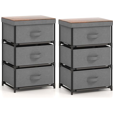 Set di 2 cassettiere 40 x 30 x 62 cm contenitore multifunzionale stile industriale metallo grigio 200009848
