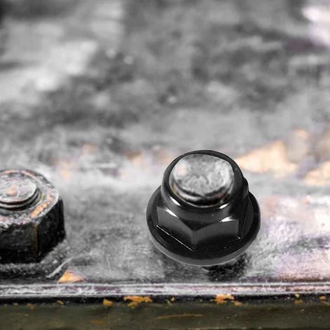 CNC-gefräste, farbeloxierte Flanschmutter aus Aluminiumlegierung, selbstsichernde Mutter mit Anti-Lossing- und Anti-Rückschlag-Nylonring, M5, schwarz. (1/5)