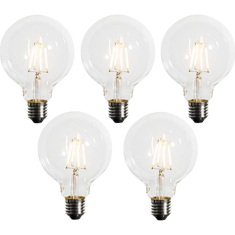 LUEDD Lot de 5 Ampoule LED E27 dimmable G95 5W 450lm 2200K