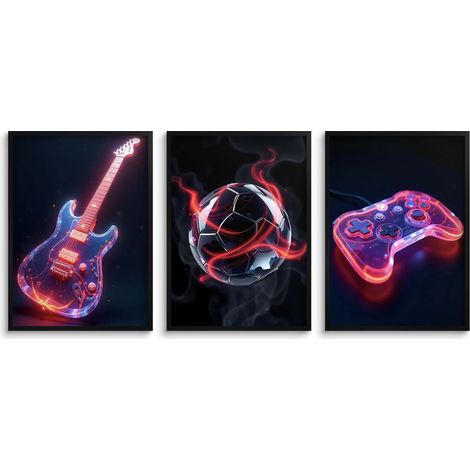 Affiches murales pour chambre d'adolescent Pad Football Guitare 3x30x40 (1/5)