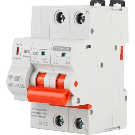 2P Smart WiFi Circuit Breaker for DIN rail mounting, 230 V AC, for domestic or industrial use TOWSM1-100 (1/5)