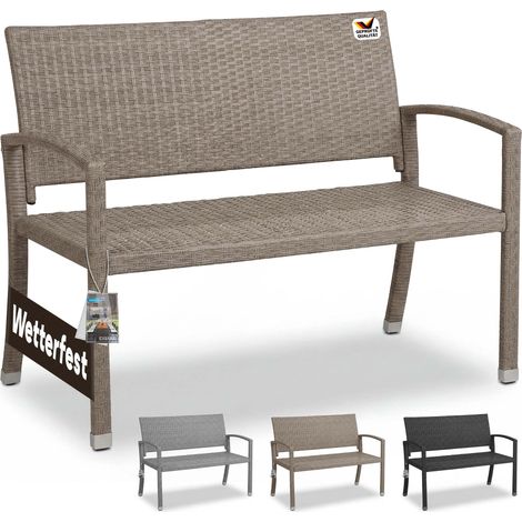 Deuba Panca da giardino in Poly Rattan a 2 posti resistente ai raggi UV molto comoda Panca per Balcone Mobili da giardino Crema