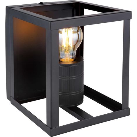 Applique murale 1 x E27 60 W en métal noir mat, idéale pour l'éclairage décoratif et l'ambiance intérieure.