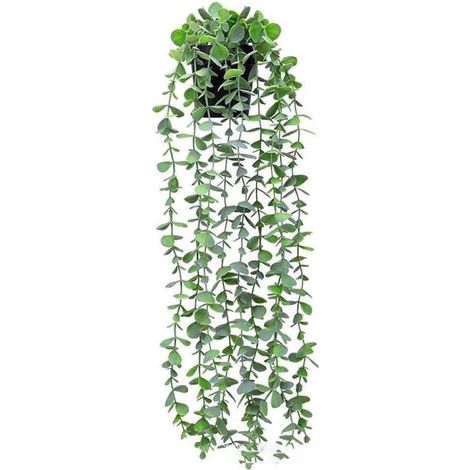 Irovami Plante suspendue artificielle réaliste avec fausses feuilles vertes - Décoration végétale d'intérieur sans entretien, panier suspendu style pot de 56 cm (1/5)