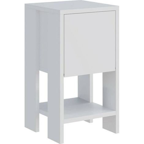 Dmora - Mesa de noche Draco, Cómoda baja, Mesilla de noche, Estante de la cama, 30x30h55 cm, Blanco, con embalaje reforzado