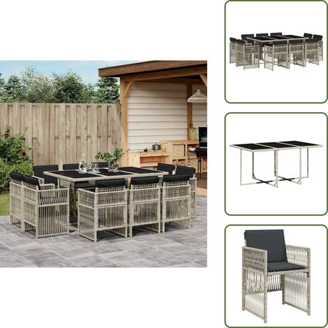 Cuscini da giardino - vidaXL Set Pranzo Giardino 11pz con Cuscini Grigio Chiaro Polyrattan - Rattan PE