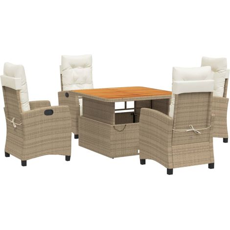 Maison Exclusive - Ensemble à manger de jardin avec coussins 5pcs Beige poly rotin