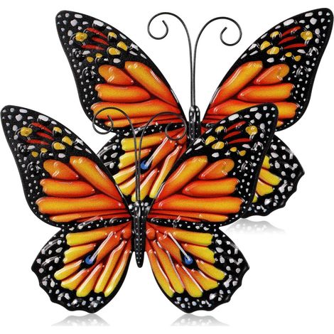 murale papillon en fer HOOWIFFY 2 pièces jaune pour (1/5)