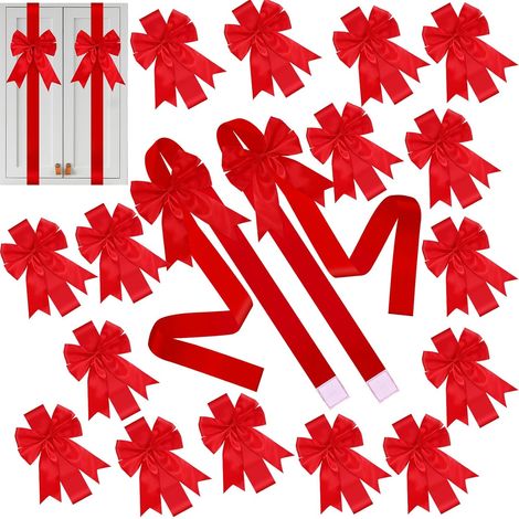 nœuds décoratifs pour portes de placards Noël grands couronnes et sapins rouges pouces 8 x 40 (1/5)