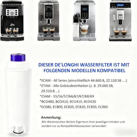 De'Longhi Cartouche Filtrante DLSC002, Filtre a Eau Machine a Café, Blanc (1/5)