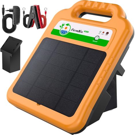 Électrificateur Clôture Électrique Solaire 16km 0,2J, 4,3W 10,4 Ah Ferme, jardin, protection bétail, sortie 8000 V, panneau solaire 4,3 W, IP55, chevaux, bovins, Élevage, alimentation solaire (1/5)