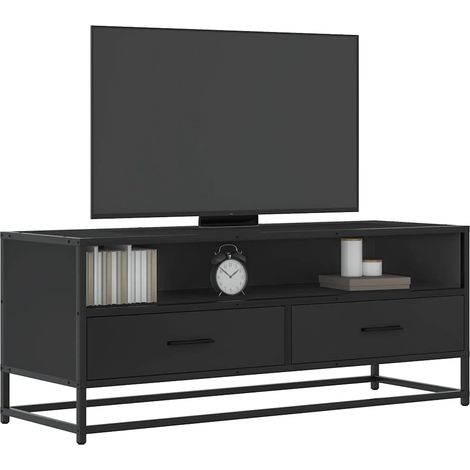 TV-Schrank Schwarz 100x34,5x40 cm Holzwerkstoff und Metall
