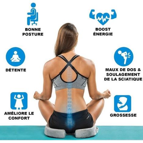 Coussin Siège Ergonomique - Gel Orthopédique Découpe U - Soulagement Coccyx - Déhoussable - 1 Pièce (1/4)