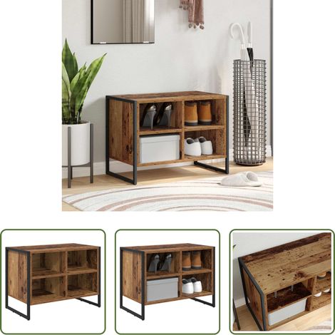 vidaXL Meuble à chaussures industriel - Cabinet à chaussures avec stockage Bois Ancien 60 x 35 x 44 cm (1/5)