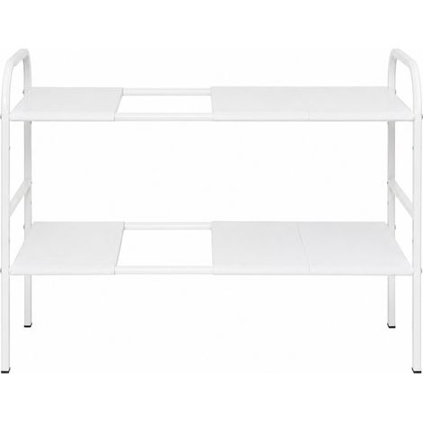 Organisateur sous évier, étagère extensible à 2 niveaux, 86 x 24 x 48 cm, blanc, pour meuble de cuisine et de salle de bain (1/5)