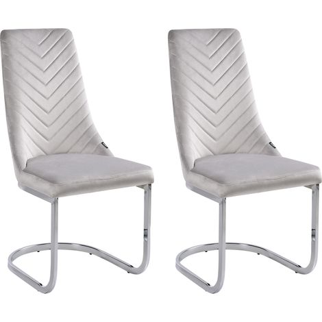 Juego de 2 sillas de comedor de terciopelo gris sin brazos con respaldo alto en voladizo para sala de estar Altoona
