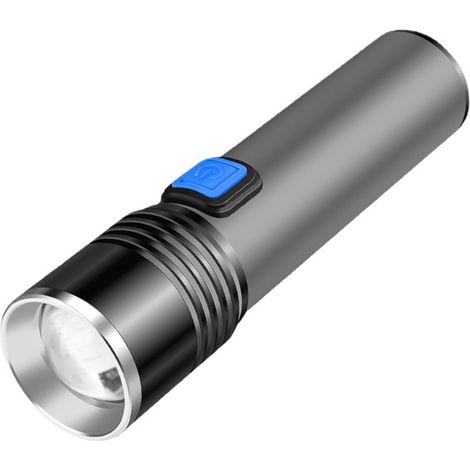 Mini linterna LED de bolsillo con potente zoom telescópico, fabricada en aleación de aluminio, recargable por USB, 3 modos de iluminación para acampada, emergencias y reparaciones de automóviles. (1/5)