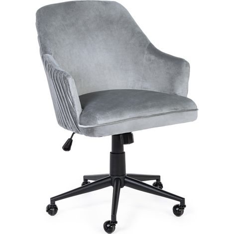 Sedia da ufficio in velluto con ruote "Kate" per scrivania elegante e moderna (1/4)