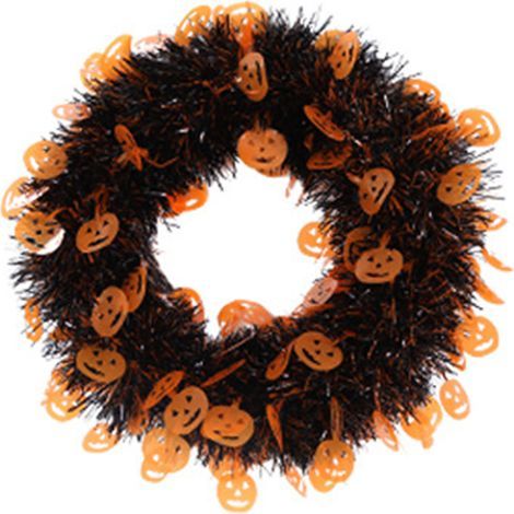Halloween-Kranz, runde Girlande, Wanddekoration für die Tür, Halloween- oder Weihnachtsfeier (1/4)