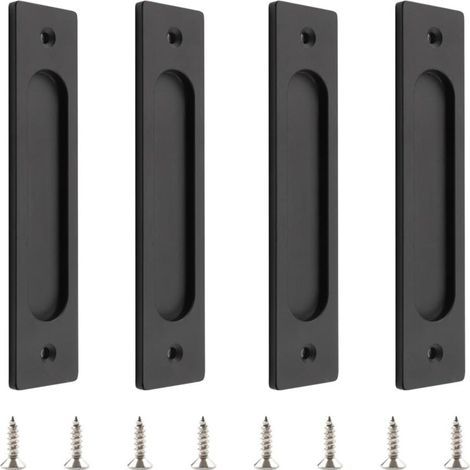Lntyq 18cm poignée de porte coulissante rectangulaire auto - adhésive, 4pcs  aluminium poignée plate sans emboutissage pour armoire de porte et fenêtre coulissante de grange (1/4)