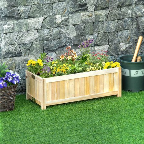 Zusammenklappbarer Pflanzkasten aus Holz mit 4 Beinen für Gemüse und Blumen auf Terrasse, Balkon oder Veranda, 70 x 30 x 25 cm, Natur