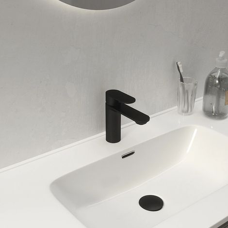 Miscelatore Lavabo senza Scarico in Ottone Nero Opaco Mod. Kerry (1/5)