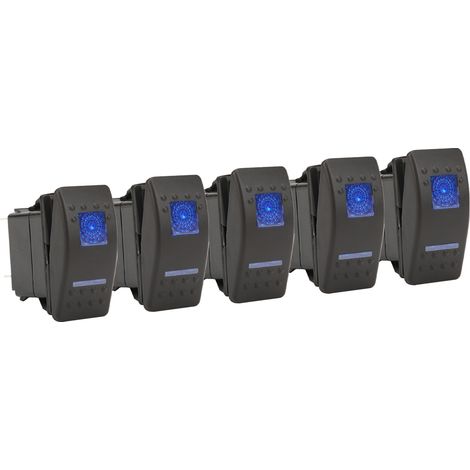 5-poliger 12V/24V LED-Wippschalter für Autos, mit blauer Hintergrundbeleuchtung und Jumper, langlebig und praktisch für Pkw und Lkw.