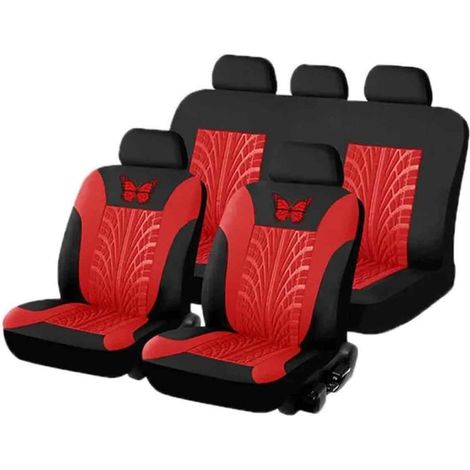 Housse Siege Voiture - Ensemble de Housses de Siège Auto Universelle - Couvre Sieges pour Avant et Arrière - Lot de 9 Rouge